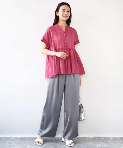 MK MICHEL KLEIN(エムケーミッシェルクラン)の「コットンシフォンブラウス/接触冷感/洗える(シャツ/ブラウス・レディース・ホワイト/ピンク/モカ・38)」の17枚目の写真