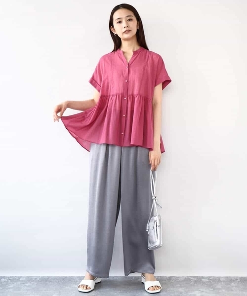 MK MICHEL KLEIN(エムケーミッシェルクラン)の「コットンシフォンブラウス/接触冷感/洗える(シャツ/ブラウス・レディース・ホワイト/ピンク/モカ・38)」の18枚目の写真