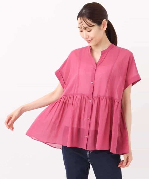 MK MICHEL KLEIN(エムケーミッシェルクラン)の「コットンシフォンブラウス/接触冷感/洗える(シャツ/ブラウス・レディース・ホワイト/ピンク/モカ・38)」の19枚目の写真