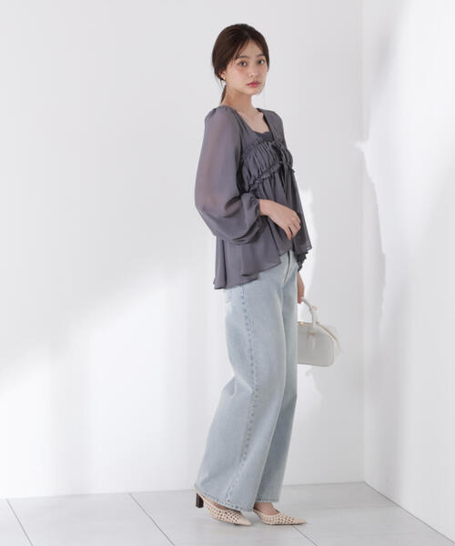 PROPORTION BODY DRESSING(プロポーションボディドレッシング)の「シフォンブラウス / 1215210702(シャツ/ブラウス・レディース・ダークグレー/ホワイト系その他・FREE)」の5枚目の写真