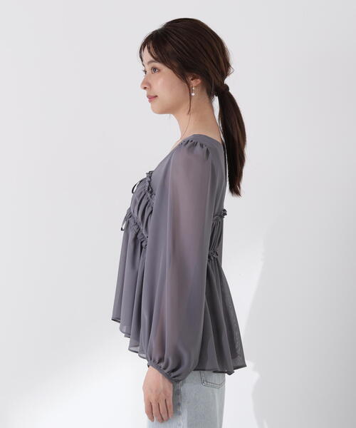 PROPORTION BODY DRESSING(プロポーションボディドレッシング)の「シフォンブラウス / 1215210702(シャツ/ブラウス・レディース・ダークグレー/ホワイト系その他・FREE)」の7枚目の写真