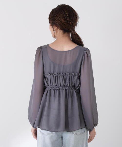 PROPORTION BODY DRESSING(プロポーションボディドレッシング)の「シフォンブラウス / 1215210702(シャツ/ブラウス・レディース・ダークグレー/ホワイト系その他・FREE)」の8枚目の写真