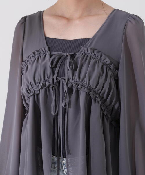 PROPORTION BODY DRESSING(プロポーションボディドレッシング)の「シフォンブラウス / 1215210702(シャツ/ブラウス・レディース・ダークグレー/ホワイト系その他・FREE)」の9枚目の写真