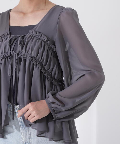 PROPORTION BODY DRESSING(プロポーションボディドレッシング)の「シフォンブラウス / 1215210702(シャツ/ブラウス・レディース・ダークグレー/ホワイト系その他・FREE)」の10枚目の写真