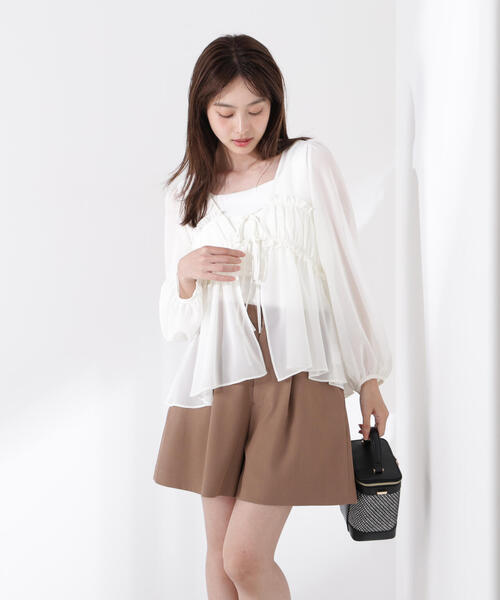 PROPORTION BODY DRESSING(プロポーションボディドレッシング)の「シフォンブラウス / 1215210702(シャツ/ブラウス・レディース・ダークグレー/ホワイト系その他・FREE)」の1枚目の写真