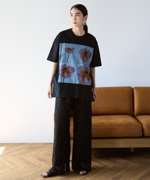 フラワープリントTシャツ（Tシャツ/カットソー）｜Libra Cue