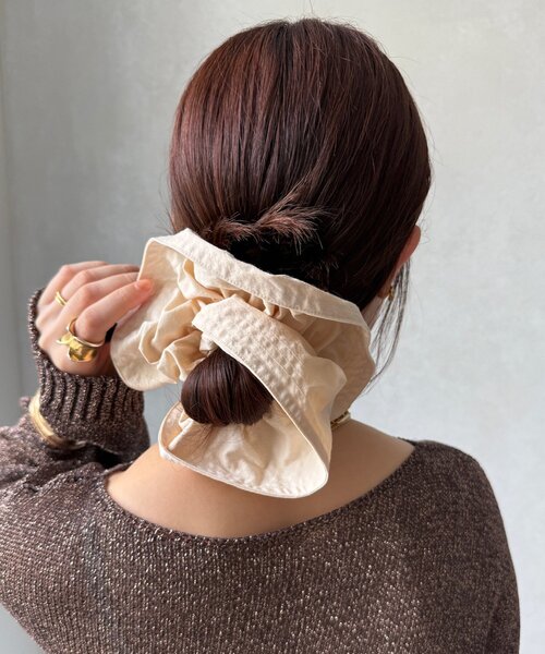 DouDou（ドゥドゥ）の「ビッグシュシュ（シュシュ・レディース・モカ/ライトベージュ/ブラック・FREE）」の14枚目の写真