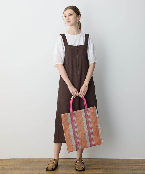 LE SOUK HOLIDAY(ルスークホリデー)の「2025年夏【接触冷感】リネンライクジャンパースカート(ジャンパースカート・レディース・ネイビー/ブラウン・M/L)」の7枚目の写真