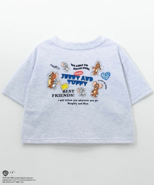 TOM&JERRY ショート丈 胸刺繍 バックプリントTシャツ（Tシャツ