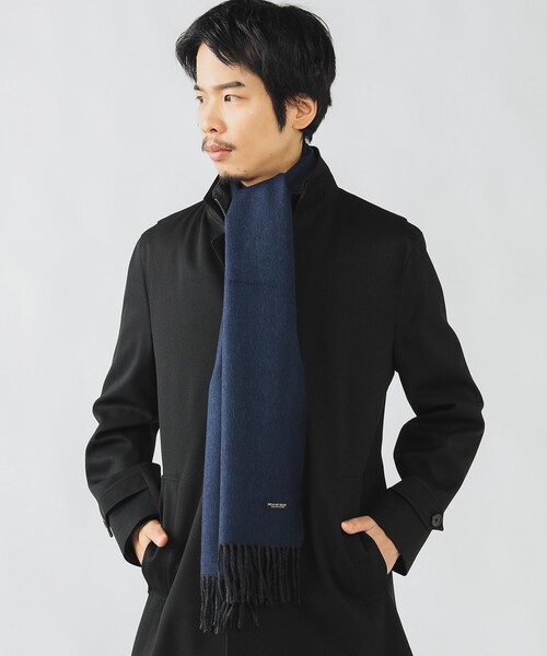 BEAMS HEART（ビームスハート）の「【ユニセックス】ウールカシミヤ リバーシブル マフラー（マフラー・メンズ・ネイビー/ブラック・ONE SIZE）」の9枚目の写真