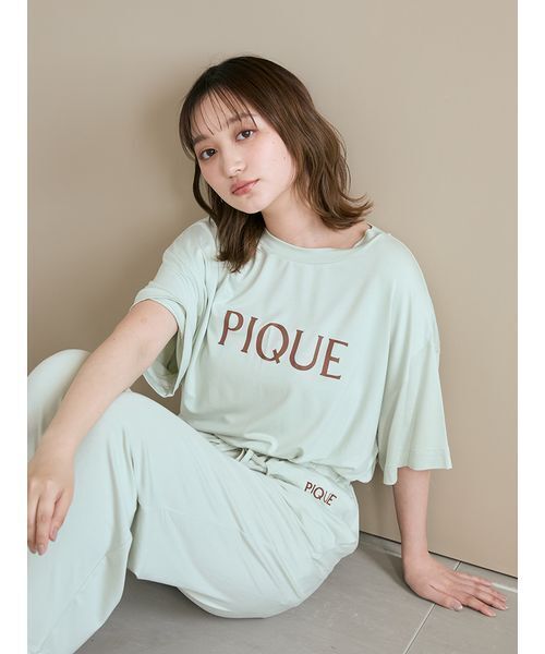ジェラートピケ 接触冷感 COOLレーヨン ロゴロングパンツ・ロゴTシャツ 接触冷感】カラーレーヨンロゴロングパンツ（ルームウェア