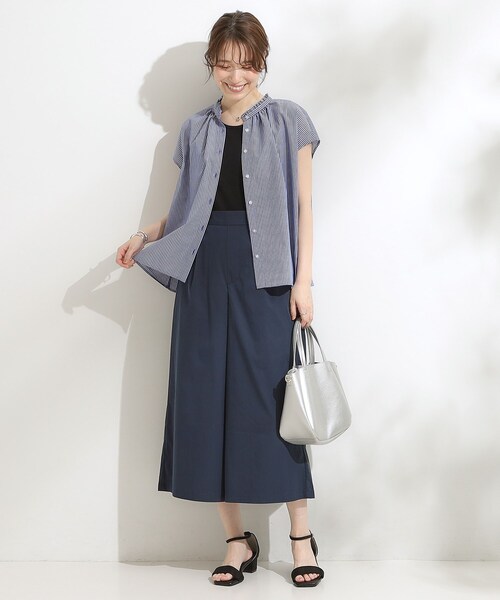 DRESKIP（ドレスキップ）の「【洗える/S-LL】プチフリル襟が女性らしい フレンチスリーブシャツ（シャツ/ブラウス・レディース・ピンク系/ブルー系その他4/ブラック/ホワイト系5・02/01/04/03）」の7枚目の写真