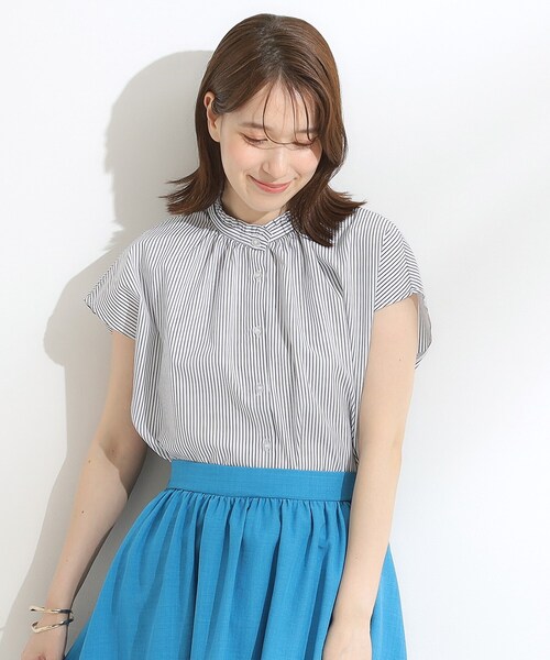 DRESKIP（ドレスキップ）の「【洗える/S-LL】プチフリル襟が女性らしい フレンチスリーブシャツ（シャツ/ブラウス・レディース・ピンク系/ブルー系その他4/ブラック/ホワイト系5・02/01/04/03）」の9枚目の写真