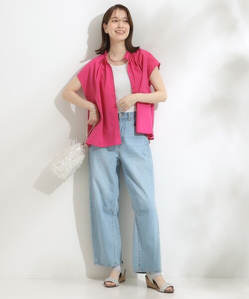 DRESKIP（ドレスキップ）の「【洗える/S-LL】プチフリル襟が女性らしい フレンチスリーブシャツ（シャツ/ブラウス・レディース・ピンク系/ブルー系その他4/ブラック/ホワイト系5・02/01/04/03）」の15枚目の写真