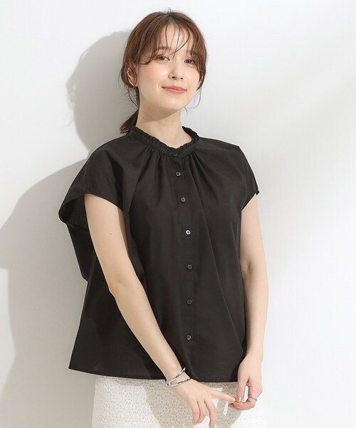 DRESKIP（ドレスキップ）の「【洗える/S-LL】プチフリル襟が女性らしい フレンチスリーブシャツ（シャツ/ブラウス・レディース・ピンク系/ブルー系その他4/ブラック/ホワイト系5・02/01/04/03）」の17枚目の写真