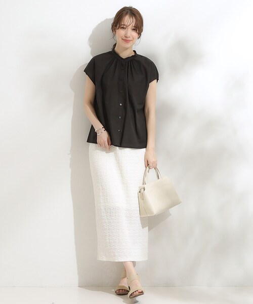 DRESKIP（ドレスキップ）の「【洗える/S-LL】プチフリル襟が女性らしい フレンチスリーブシャツ（シャツ/ブラウス・レディース・ピンク系/ブルー系その他4/ブラック/ホワイト系5・02/01/04/03）」の19枚目の写真