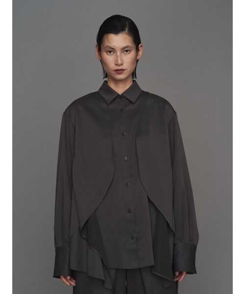 ブラウス シャツ WAVE RAFFLE SHIRT「セットアップ着用可能」 / ウェーブラッフルシャツ レディース WAVE RAFFLE SHIRT【セットアップ着用可能】 / ウェーブラッフル