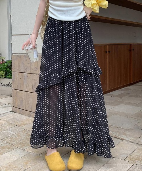 VALENTINO ドット柄フリルスカート 85261863b_8_d_500.jpg