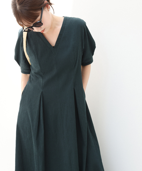 WEB限定/追加2》B. サッカーVネックワンピース（ワンピース）｜IENA