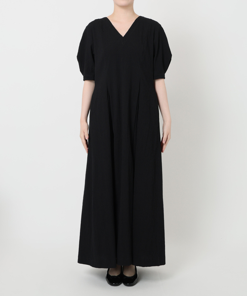 IENA イエナ B. サッカーVネックワンピース 黒 新品 みーさん WEB限定/追加2》B. サッカーVネックワンピース(ワンピース