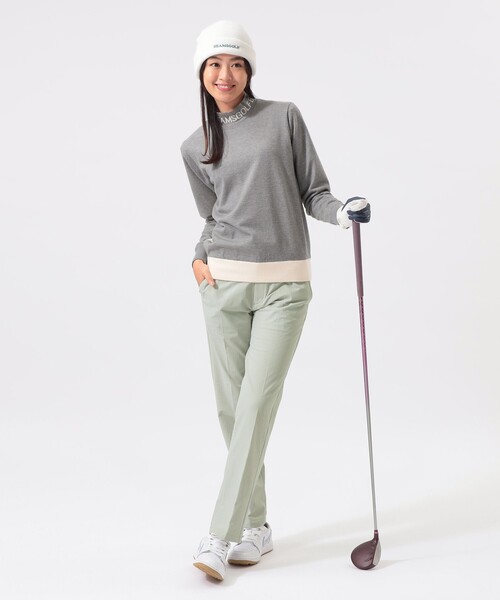 BEAMS GOLF(ビームスゴルフ)の「ORANGE LABEL / 襟ロゴ バイカラー エアシャット ニット(ニット/セーター・レディース・ブラック/グレー・LARGE/MEDIUM)」の6枚目の写真