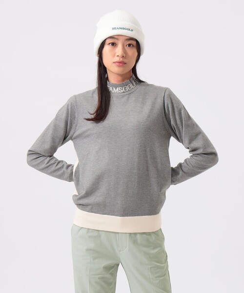 BEAMS GOLF(ビームスゴルフ)の「ORANGE LABEL / 襟ロゴ バイカラー エアシャット ニット(ニット/セーター・レディース・ブラック/グレー・LARGE/MEDIUM)」の8枚目の写真