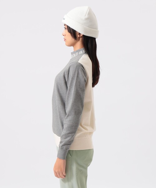 BEAMS GOLF(ビームスゴルフ)の「ORANGE LABEL / 襟ロゴ バイカラー エアシャット ニット(ニット/セーター・レディース・ブラック/グレー・LARGE/MEDIUM)」の9枚目の写真