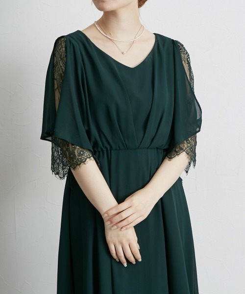 Jolie et Jolie(ジョリーエジョリー)の「アシメオーバースカートワンピースドレス(ドレス・レディース・グリーン/ネイビー/ブラック・M/L/LL/3L/4L/5L)」の4枚目の写真