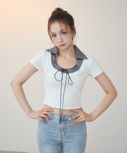 新品未使用　訳あり　チェックレイヤードトップス 150cm チェックレイヤードトップス（Tシャツ/カットソー）｜TITTY&CO
