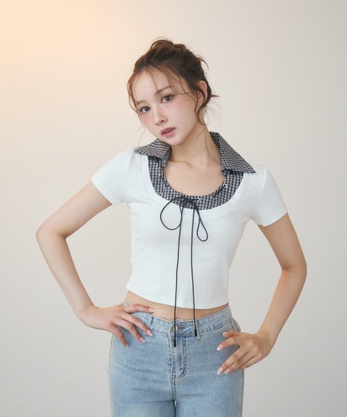 新品未使用　訳あり　チェックレイヤードトップス 150cm チェックレイヤードトップス（Tシャツ/カットソー）｜TITTY&CO