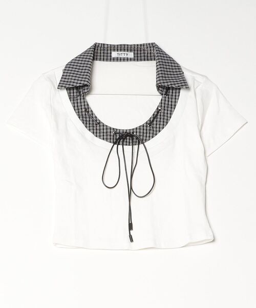新品未使用 訳あり チェックレイヤードトップス 150cm チェックレイヤードトップス(Tシャツ/カットソー)|TITTY&CO