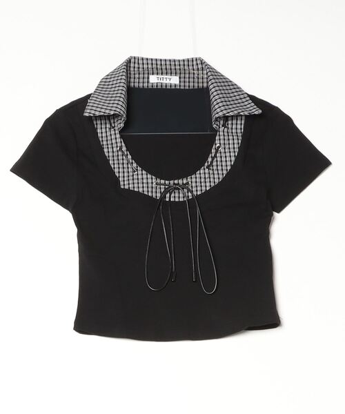 新品未使用 訳あり チェックレイヤードトップス 150cm チェックレイヤードトップス(Tシャツ/カットソー)|TITTY&CO