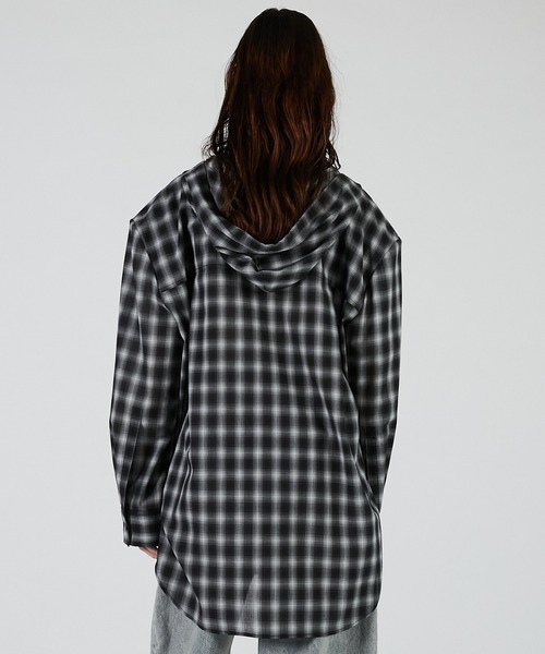 フーディチェックシャツ / Hoodie Check Shirt（シャツ/ブラウス