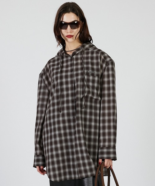フーディチェックシャツ / Hoodie Check Shirt（シャツ/ブラウス