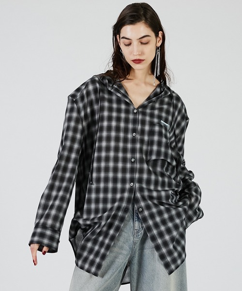 セール】フーディチェックシャツ / Hoodie Check Shirt（シャツ