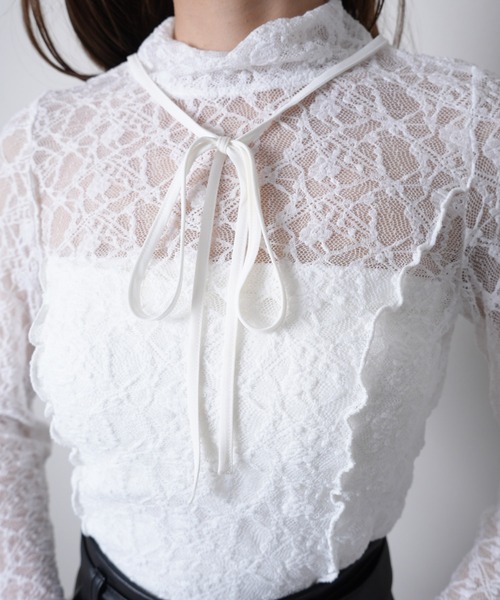 LIPSERVICE（リップサービス）の「2wayチョーカーシアートップス（Tシャツ/カットソー・レディース・ホワイト/ブラック・FREE）」の6枚目の写真