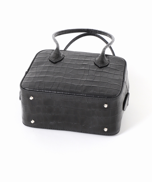 MAISON CANAU(メゾンカナウ)の「MAISON CANAU メゾン カナウ ボックスボストンS 別注ロングハンドル MCLH3DB2(ボストンバッグ・レディース・ブラック/ブラウン・FREE)」の12枚目の写真