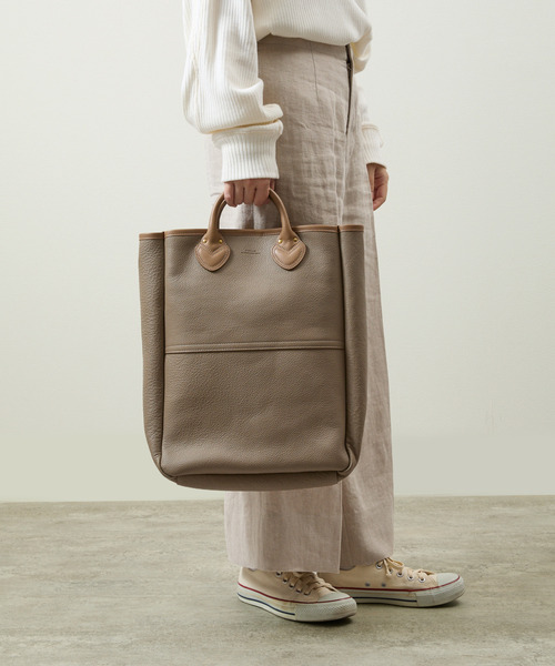 SLOW（スロウ）の「SLOW スロウ / Shrink 2way tote bag M シュリンクレザートートバッグ 牛革2WAYショルダーバッグ / 858S26P（トートバッグ・メンズ・グレー/ブラック・FREE）」の8枚目の写真