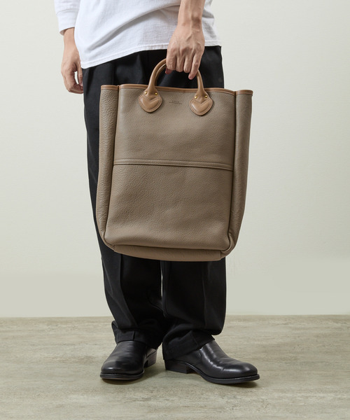SLOW（スロウ）の「SLOW スロウ / Shrink 2way tote bag M シュリンクレザートートバッグ 牛革2WAYショルダーバッグ / 858S26P（トートバッグ・メンズ・グレー/ブラック・FREE）」の10枚目の写真