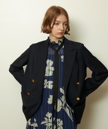 allureville ブラック テーラードジャケット allureville ジャケット テーラードジャケット ウールシルク