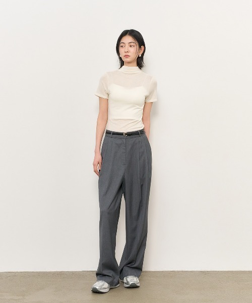 GENERAL IDEA（ジェネラルアイデア）の「GENERAL IDEA/ジェネラルアイディア mock neck slim half t shirts サマートップス（Tシャツ/カットソー・レディース・ブラック/アイボリー/ベージュ・L/S/M）」の11枚目の写真