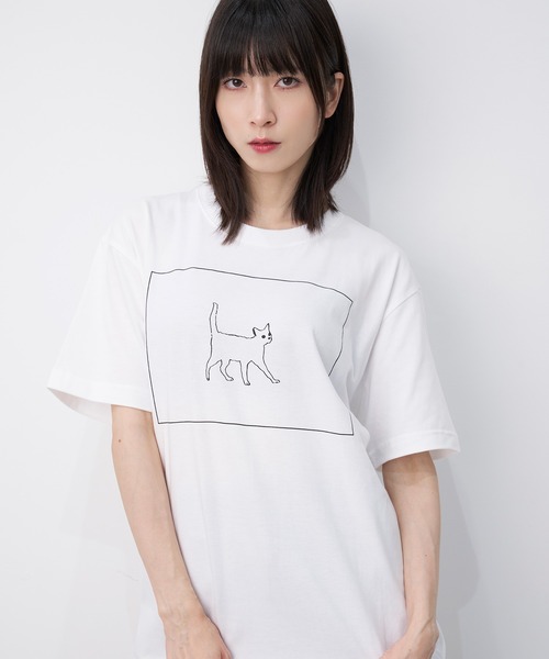 Nora Lily（ノラリリー）の「【Nora Lily】Cage Cat S/S Tee（Tシャツ/カットソー・メンズ・チャコール/レッド/ホワイト/カーキ・LARGE）」の2枚目の写真