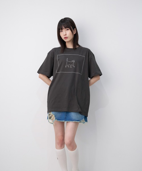 Nora Lily（ノラリリー）の「【Nora Lily】Cage Cat S/S Tee（Tシャツ/カットソー・メンズ・チャコール/レッド/ホワイト/カーキ・LARGE）」の5枚目の写真