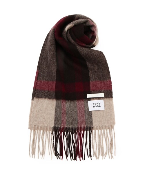 grove（グローブ）の「洗えるウール100％チェックマフラー（ストール/ショール・レディース・ピンク系その他/グリーン系2/グレー系1/ダークブラウン系1/オレンジ系その他5・00）」の3枚目の写真