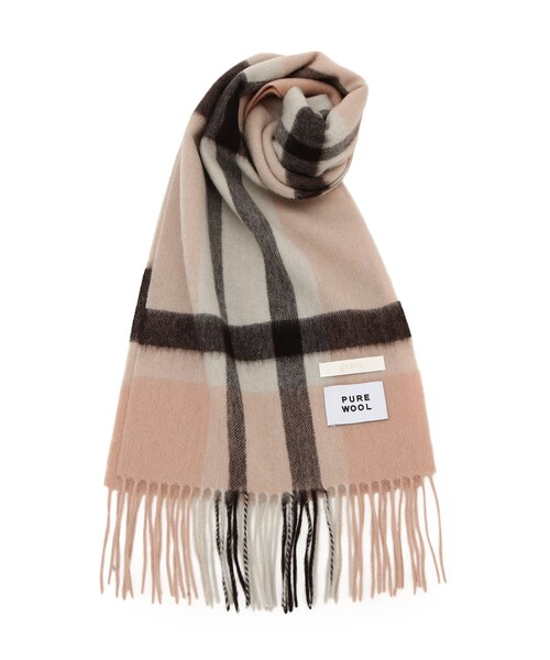 grove（グローブ）の「洗えるウール100％チェックマフラー（ストール/ショール・レディース・ピンク系その他/グリーン系2/グレー系1/ダークブラウン系1/オレンジ系その他5・00）」の4枚目の写真