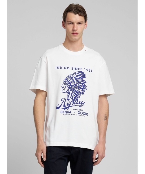 REPLAY(リプレイ)の「リラックスフィット ヘビーコットンジャージーNative Tシャツ(Tシャツ/カットソー・メンズ・ホワイト・SMALL/MEDIUM/LARGE/X-LARGE)」の1枚目の写真