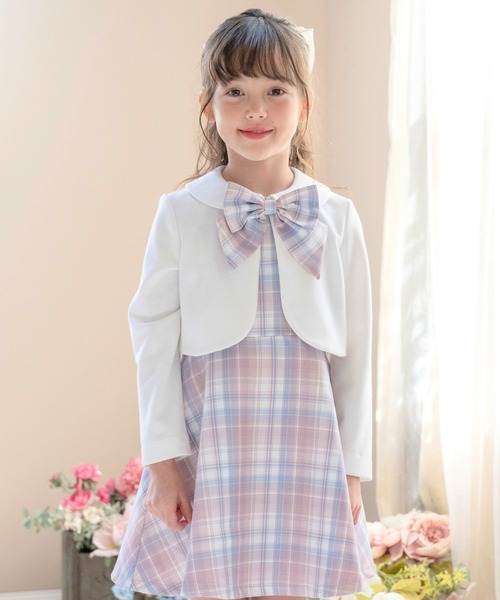 Catherine Cottage（キャサリンコテージ）の「襟付きボレロ＆ジャンスカセット（スーツセット・キッズ・ネイビー/ブラック×グレー/ベージュ/ホワイト×ピンク/グレー・110/120/130）」の2枚目の写真