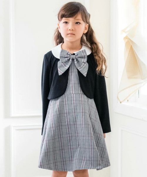 Catherine Cottage（キャサリンコテージ）の「襟付きボレロ＆ジャンスカセット（スーツセット・キッズ・ネイビー/ブラック×グレー/ベージュ/ホワイト×ピンク/グレー・110/120/130）」の3枚目の写真