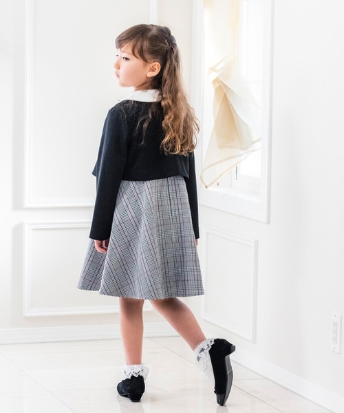 Catherine Cottage（キャサリンコテージ）の「襟付きボレロ＆ジャンスカセット（スーツセット・キッズ・ネイビー/ブラック×グレー/ベージュ/ホワイト×ピンク/グレー・110/120/130）」の8枚目の写真