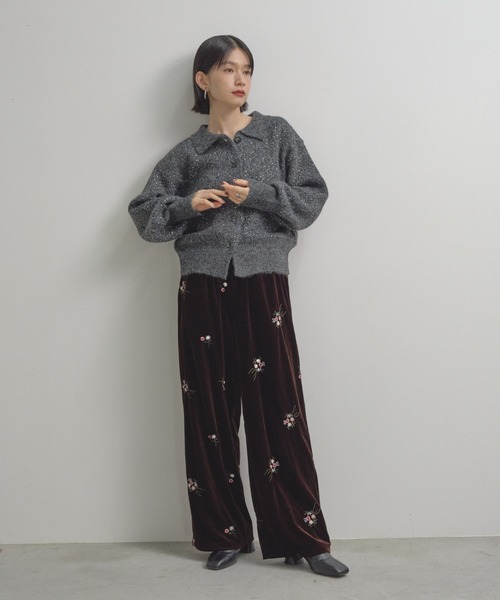 Shelly island（シェリーアイランド）の「スパンコールポロカーディガン（カーディガン/ボレロ・レディース・ブラウン/ホワイト/チャコールグレー・FREE）」の13枚目の写真